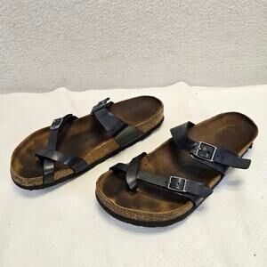 Birkenstock Mayari Birko-Flor Sandals Womens 9-9.5 Black Strap Mens 7-7.5